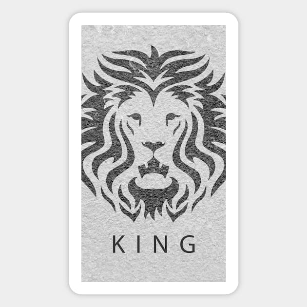 'KING' Lion Head - Grey Magnet by sleepingdogprod